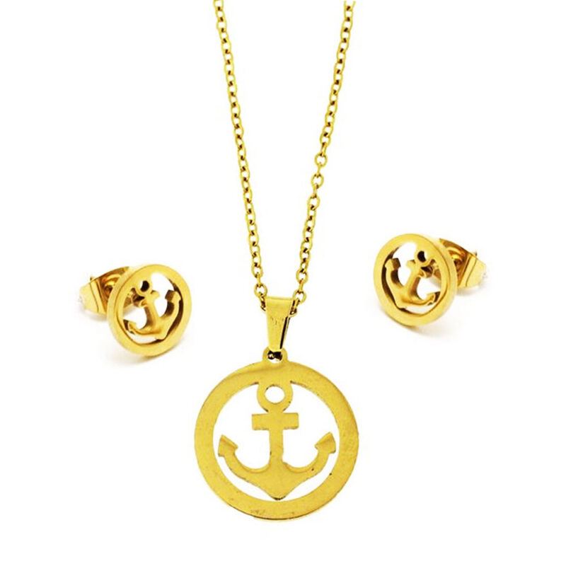 Anchor necklace and earrings